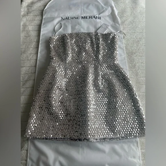 NADINE MERABI Silver Strapless Dress - Picture 5 of 5